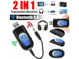 Bluetooth 5.0 Transmitter Receiver 2 IN 1 Wireless Audio USB 3.5mm Aux Adapter