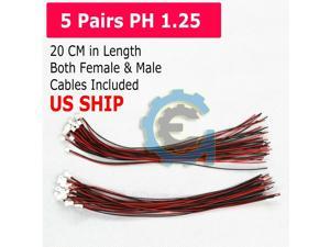10 PCS Micro JST PH 1.25 2 PIN MALE FEMALE PLUG CONNECTOR WITH WIRE CABLE M578