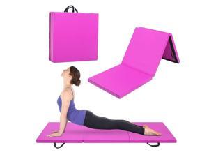 Purple 6'x2' Folding Panel Gymnastics Mat Gym Fitness Exercise Stretching Yoga