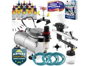 Cake Airbrush Decorng Kit - 3 Airbrushes, Stand, Compressor, and 12 Colors
