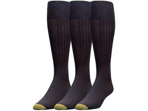 Gold Toe Men'S Premium over the Calf Canterbury Dress Socks, 3-Pack Black