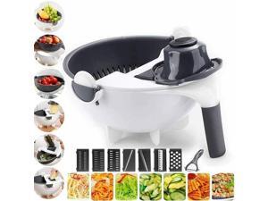 9 in 1 Multifunction Rotate Vegetable Slicer Cutter Shredder with Drain Basket 9 in 1 Multifunction Rotate Vegetable Slicer Cutter Shredder with Drain Basket