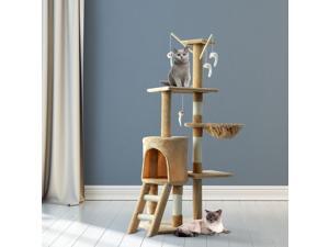 52" Multi-Level Cat Tree Kitty Activity Center Scratcher Tower Condo Beige 52" Multi-Level Cat Tree Kitty Activity Center Scratcher Tower Condo Beige