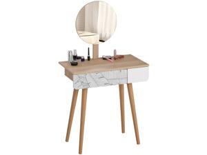 Dressing Make Up Table with Drawer and Mirror Wooden Oak Color Small Size Dressing Make Up Table with Drawer and Mirror Wooden Oak Color Small Size