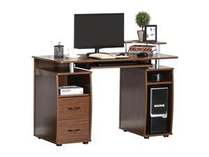 Computer Office Desk Table Workston w/ Keyboard Tray, Drawer, Brown Computer Office Desk Table Workston w/ Keyboard Tray, Drawer, Brown