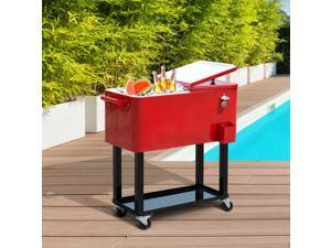 Po Cooler Ice Beer Beverage Cooling Bin 80 Quart Portable Rolling Steel Red Po Cooler Ice Beer Beverage Cooling Bin 80 Quart Portable Rolling Steel Red