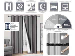 Woven Jacquard Curtain W/TPU Panel 84L Ultimate Blackout - Charcoal Woven Jacquard Curtain W/TPU Panel 84L Ultimate Blackout - Charcoal
