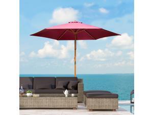 ?9’ x 8’H Wooden Round Market Po Sun Umbrella Garden Parasol Outdoor Sunshade ?9’ x 8’H Wooden Round Market Po Sun Umbrella Garden Parasol Outdoor Sunshade