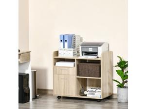 Filing Cabinet Mobile Printer Stand w/ Adjustable Storage Shelf, 2 Drawers Filing Cabinet Mobile Printer Stand w/ Adjustable Storage Shelf, 2 Drawers