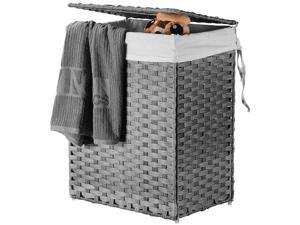 Sortwise Handwoven Laundry Basket, 90L Foldable Laundry Hamper, Removable Liner Sortwise Handwoven Laundry Basket, 90L Foldable Laundry Hamper, Removable Liner
