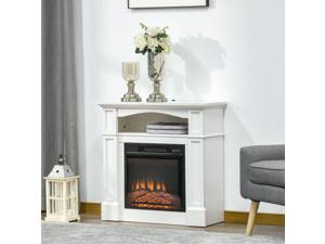 Electric Fireplace Heater with Mantel, Storage and Remote Control, White