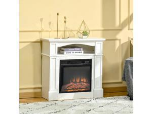 Electric Fireplace Heater with Wood Mantel, Firebox with Fireplace Insert White