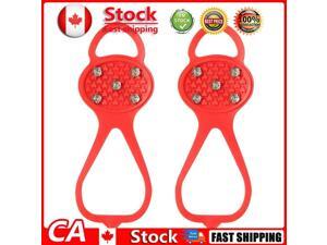 5 Teeth Ice Gripper Crampons Non-Slip Climbing Hiking Shoes Covers Red CA 5 Teeth Ice Gripper Crampons Non-Slip Climbing Hiking Shoes Covers Red CA