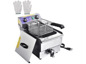 Commercial Restaurant Electric 11.7L Deep Fryer w/ Timer and Drain Stainless Steel