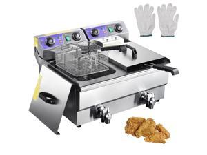 23.4L Commercial Deep Fryer w/ Timer and Drain Fast Food French Frys Electric