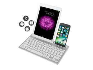 Bluetooth Keyboard, Dual Channel Multi-Device Universal Wireless Bluetooth Rechargeable Keyboard with Sturdy Stand for Tablet Smartphone PC Windows Android iOS Mac Bluetooth Keyboard, Dual Channel Multi-Device Universal Wireless Bluetooth Rechargeable Keyboard with Sturdy Stand for Tablet Smartphone PC Windows Android iOS Mac