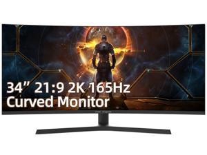 idea display G34W 34" Ultra Wide 21:9 WQHD 2K Curved Gaming Monitor, 3440 x 1440 Resolution, 165Hz, 1ms(MPRT), 400cd/m², HDR, 2x DisplayPort, HDMI, USB, Support FreeSync