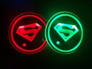 2pcs LED Car Cup Holder Lights, 7 Colors Changing USB Charging Mat Luminescent Cup Pad, Auto Interior Lights Lamp Decoration (SuperMan) 2pcs LED Car Cup Holder Lights, 7 Colors Changing USB Charging Mat Luminescent Cup Pad, Auto Interior Lights Lamp Decoration (SuperMan)