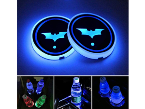 2pcs LED Car Cup Holder Lights, 7 Colors Changing USB Charging Mat Luminescent Cup Pad, Auto Interior Lights Lamp Decoration (Batman) 2pcs LED Car Cup Holder Lights, 7 Colors Changing USB Charging Mat Luminescent Cup Pad, Auto Interior Lights Lamp Decoration (Batman)