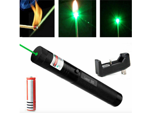 2PCS 303 Green+Red Laser Pointer Pen Zoom Beam Light Charger USA 18650 Battery 