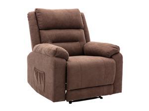 Walsport Massage Recliner Sofa Lounge Chair Reclining Single Fabric Sofa Armchair with Adjustable Backrest and Footrest 8 Point Massage & Lumbar Heat for Living Room Brown Walsport Massage Recliner Sofa Lounge Chair Reclining Single Fabric Sofa Armchair with Adjustable Backrest and Footrest 8 Point Massage & Lumbar Heat for Living Room Brown