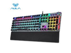 AULA F2088 True Mechanical Gaming Wired Keyboard wrist rest Multimedia Knob, Marco Programming metal panel LED Backlit keyboard AULA F2088 True Mechanical Gaming Wired Keyboard wrist rest Multimedia Knob, Marco Programming metal panel LED Backlit keyboard