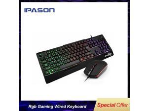 IPASON Gaming Keyboard and Mouse Combo Wired,Color Changing LED Backlit Computer Gaming Keyboad,Lighted PC Gaming Mouse,USB Keyboard Clicky Keys,for PC Games Gamer Working,BLACK IPASON Gaming Keyboard and Mouse Combo Wired,Color Changing LED Backlit Computer Gaming Keyboad,Lighted PC Gaming Mouse,USB Keyboard Clicky Keys,for PC Games Gamer Working,BLACK