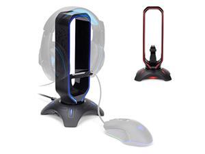 ENHANCE Gaming Headset Stand - LED Headphone Hanger with Mouse Bungee and 2 Port USB Hub - 7 RGB Colors + Color Changing Mode, Headset Hanger, Mouse Bungee 3-in-1 Gaming Desktop Acces (ENPCGXH100BKEW) ENHANCE Gaming Headset Stand - LED Headphone Hanger with Mouse Bungee and 2 Port USB Hub - 7 RGB Colors + Color Changing Mode, Headset Hanger, Mouse Bungee 3-in-1 Gaming Desktop Acces (ENPCGXH100BKEW)