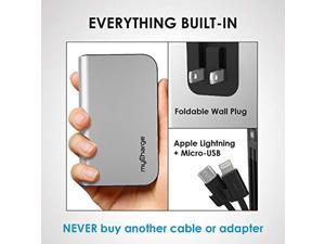 myCharge Portable Charger for iPhone Built in Cable Power Bank Fast Charging Hub 10050 mAh Lightning, Micro USB, Wall Plug USB Battery Pack External Cell Phone Backup, 55 Hrs Power (HB10V) myCharge Portable Charger for iPhone Built in Cable Power Bank Fast Charging Hub 10050 mAh Lightning, Micro USB, Wall Plug USB Battery Pack External Cell Phone Backup, 55 Hrs Power (HB10V)