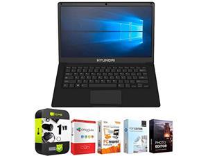 HYUNDAI L14WB2BK Thinnote-A 14.1" Intel Celeron Apollo Lake N3350 4GB/64GB Laptop, Black Bundle w/Elite Suite 18 Software + 1 Year Protection Warranty