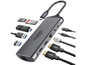 4URPC USB C Dual Monitor Docking Station, 11-in-1 USB C to HDMI VGA Hub Adapter Dual Display for Windows USB C Laptops(USB C Gen2 DP Supported) with Dual HDMI, VGA, 3 USB-A, USB-C PD and SD/MicroSD 4URPC USB C Dual Monitor Docking Station, 11-in-1 USB C to HDMI VGA Hub Adapter Dual Display for Windows USB C Laptops(USB C Gen2 DP Supported) with Dual HDMI, VGA, 3 USB-A, USB-C PD and SD/MicroSD