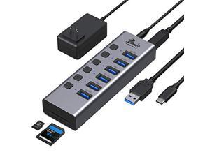 Universal Powered USB 3.0/USB C Hub, 8-Ports Aluminum USB Splitter with 6 USB 3.0 Data Ports, SD/TF Card Readers,On/Off Power Switches, 5V/4A AC Adapter,for PC, Laptops,MacBook Pro/Air, Surface Pro,HP Universal Powered USB 3.0/USB C Hub, 8-Ports Aluminum USB Splitter with 6 USB 3.0 Data Ports, SD/TF Card Readers,On/Off Power Switches, 5V/4A AC Adapter,for PC, Laptops,MacBook Pro/Air, Surface Pro,HP