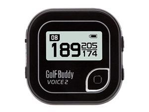 Golf Buddy Voice 2 Golf Rangefinder Talking Golf GPS Devices for Hat Golf Distance Range Finder for Golfers 14 Hours Battery Life Water Resistant Black Bundled with Silicon Strap Wristband