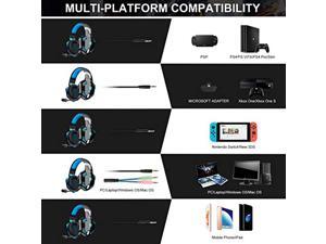PS4 Gaming Headset for PC, Xbox One, PS5, PHOINIKAS G2000 Wired Over Ear Headphones with Detachable Noise Cancelling Mic, Bluetooth Wireless Earphones for Phone, Tablet, One-Click 7.1 Sound, Up to 12h PS4 Gaming Headset for PC, Xbox One, PS5, PHOINIKAS G2000 Wired Over Ear Headphones with Detachable Noise Cancelling Mic, Bluetooth Wireless Earphones for Phone, Tablet, One-Click 7.1 Sound, Up to 12h