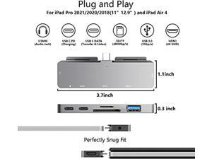 iPad Pro USB C Hub, 7-in-1 Adapter for iPad Pro 2021 2020 2018 12.9 11 inch iPad Air 4 Docking Station with 4K HDMI, USB-C PD Charging, SD/TF Card Reader, USB 3.0, 3.5mm Headphone Jack, Accessories iPad Pro USB C Hub, 7-in-1 Adapter for iPad Pro 2021 2020 2018 12.9 11 inch iPad Air 4 Docking Station with 4K HDMI, USB-C PD Charging, SD/TF Card Reader, USB 3.0, 3.5mm Headphone Jack, Accessories