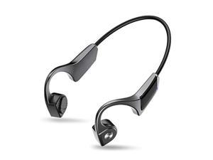 Bone Conduction Headphones, Bluetooth 5.0 with Mic, Open-Ear Wireless Bone Conduction, Lightweight Sweatproof Music Answer Phone Call Sports Headset for Running Hiking Driving Bicycling (Gray)