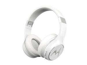 Motorola Escape 220 Over-The-Ear Bluetooth Wireless Headphones - HD Sound, Built-in Microphone, 23-Hour Play Time, Noise Isolation - Foldable & Compact - White