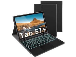 Backlit Keyboard Case with Touchpad Mouse Compatible with Samsung Tab S7+ 12.4?????, Case with Trackpad Keyboard for Samsung Galaxy Tab S7 Plus 12.4" 2020 (SM-T970/T975/T976), Black