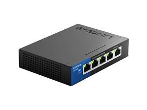 Linksys LGS105: 5-Port Business Desktop Gigabit Ethernet Unmanaged Switch, Computer Network, Wired Connection Speed up to 1,000 Mbps (Black, Blue)