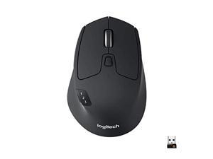 Logitech M720 Wireless Triathlon Mouse with Bluetooth for PC with Hyper-Fast Scrolling and USB Unifying Receiver for Computer and Laptop - Black (Renewed)