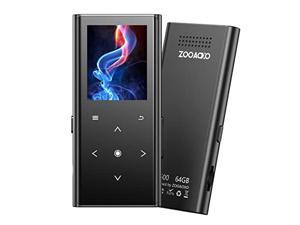 64GB MP3 Player, ZOOAOXO Music Player with Bluetooth 5.2, Built-in HD Speaker, FM Radio, Voice Recorder, Mini Design, Weigh 2.4 oz, HiFi Sound, Ideal for Sport, Earphones Included