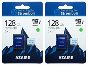 Everything But Stromboli 128GB MicroSD Azaire Memory Card Plus Adapter (Two Pack) Speed Class 10, U3, UHS-1, SDXC, TF MicroSDXC Works with Compatible Android Phones, Galaxy Tablets, Nintendo Switch