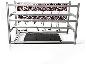16 GPU Mining Rig Frame Aluminum Stackable Open Air Mining Computer Frame Rig Insulation Multi-Function Case Ethereum LTC ZEC Bitcoin (Silver)