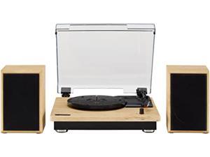 Crosley CR6043A-NA Brio Bluetooth Turntable Shelf System with Included Speakers, Natural