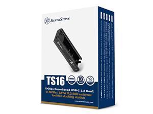 SilverStone Technology TS16 10Gbps SuperSpeed USB-C 3.2 Gen2 to NVMe/SATA M.2 SSD External Tool-Free Docking Station, SST-TS16