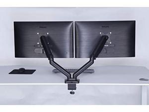 ApexDesk Dual Monitor Arm Desk Mount - Adjustable Height Gas Spring - VESA Mount with C Clamp & Mounting Base - Computer Monitor Stand for Screen up to 32 inch - Holds up to 20 lbs, Black (DMM-24)