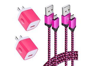 Android Charger Micro USB Cable,4 Kit Single Port Wall Charger Block with 6ft Fast Charging Nylon Cord Compatible Samsung Galaxy M01 A10 A10s S7 Edge S6 J8 J7 J7 Duo Note 5, Moto G5 Plus E4 G6 Play