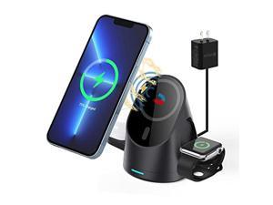 Magnetic Wireless Charging Station for Apple Series, 3 in 1 Standard 15W Fast Mag-Safe Charger Stand, Foldable Charging Dock for iPhone 13,12 Pro Max/Pro/Mini, iWatch 7/6/SE/5/4/3/2, Airpods 3/ Pro