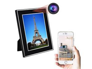 WiFi Photo Frame Hidden Spy Camera, HD 1080P Wireless Mini Picture Photo Frame Nanny Spy Cam with Motion Detection/Remote View, Indoor Portable Security Camera for Home Office Surveillance No Audio