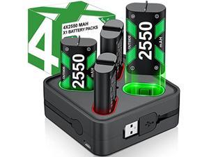 Charger for Rechargeable Xbox One Controller Battery Pack with 4x2550mAh Batteries for Xbox Series XSXbox One Battery Charger Station for Wireless Xbox One SXbox One XXbox One Elite Controllers